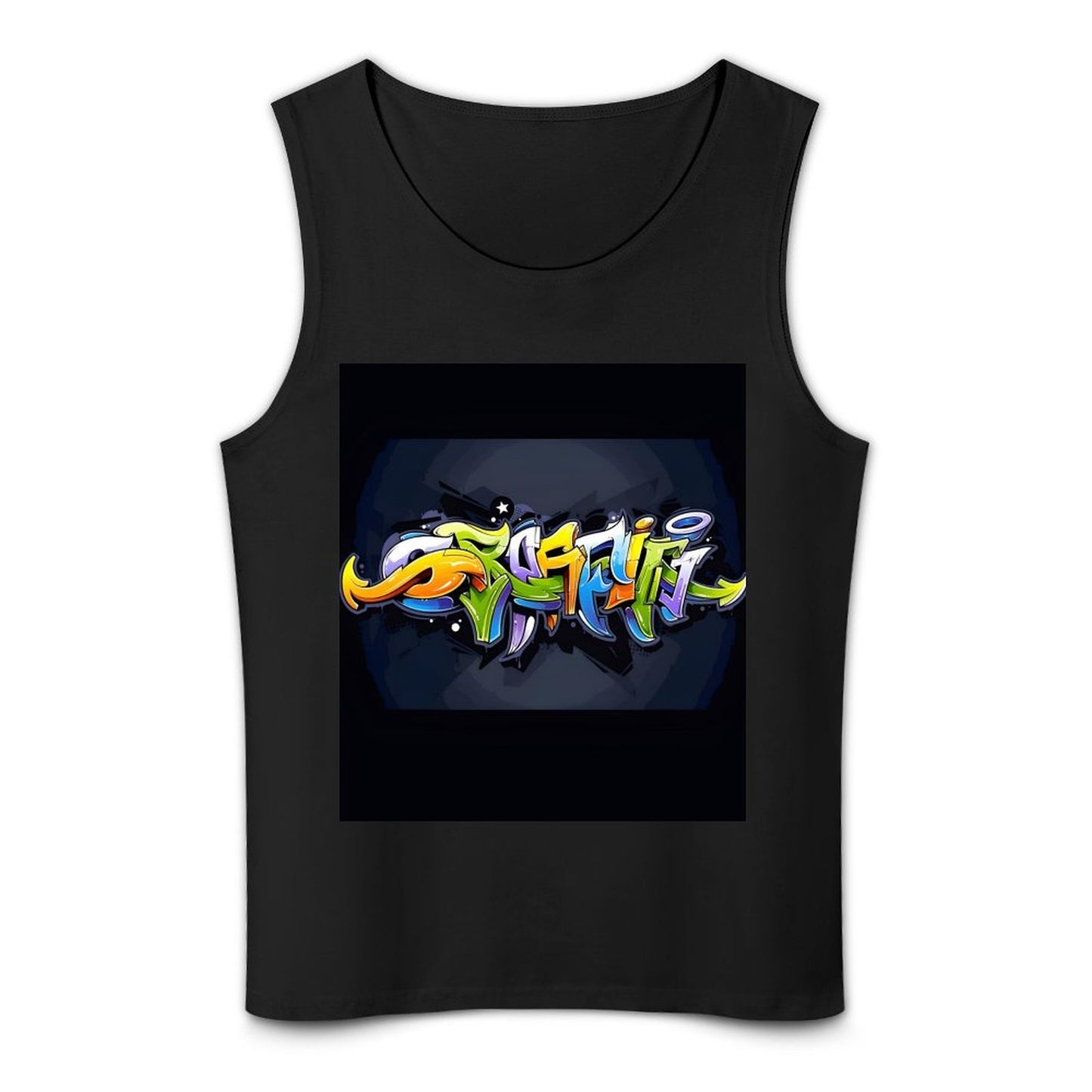 COLORFUL GRAFFITI Men's Cotton Tank Top-SMALL-5XL