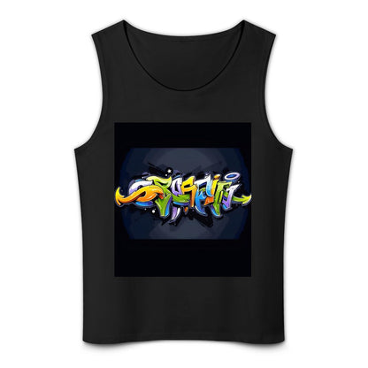 COLORFUL GRAFFITI Men's Cotton Tank Top-SMALL-5XL