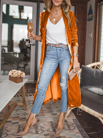 Velvety Open Front Long Sleeve Coat (many colors)-SMALL-2XL