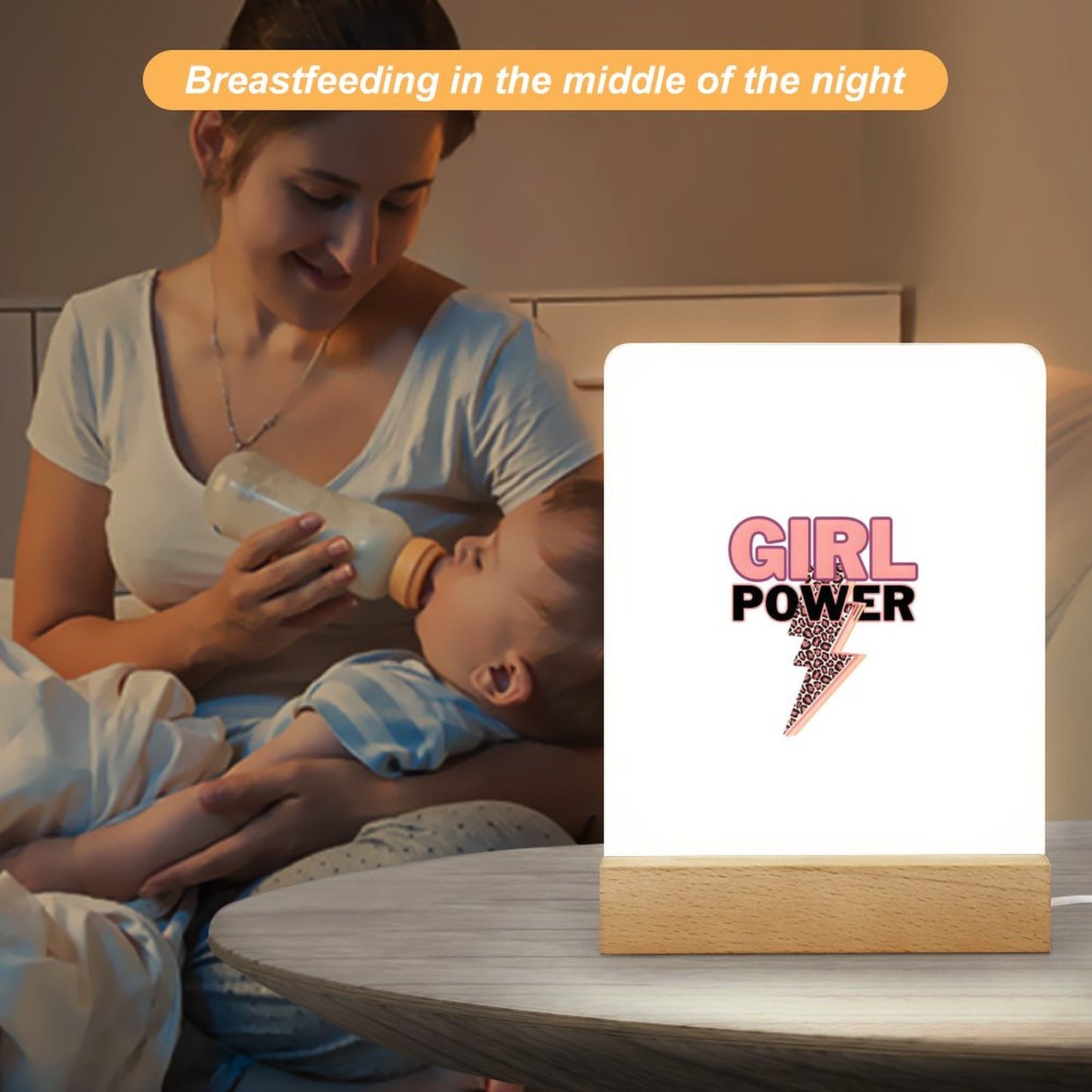 Acrylic Night Light with Wooden Base