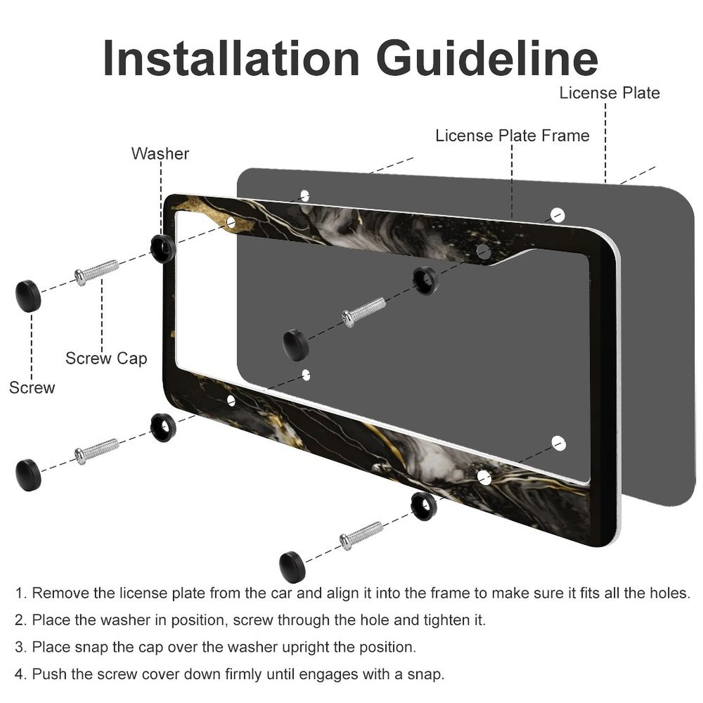 License Plate Frames with 4 Round Holes (1 Pair)