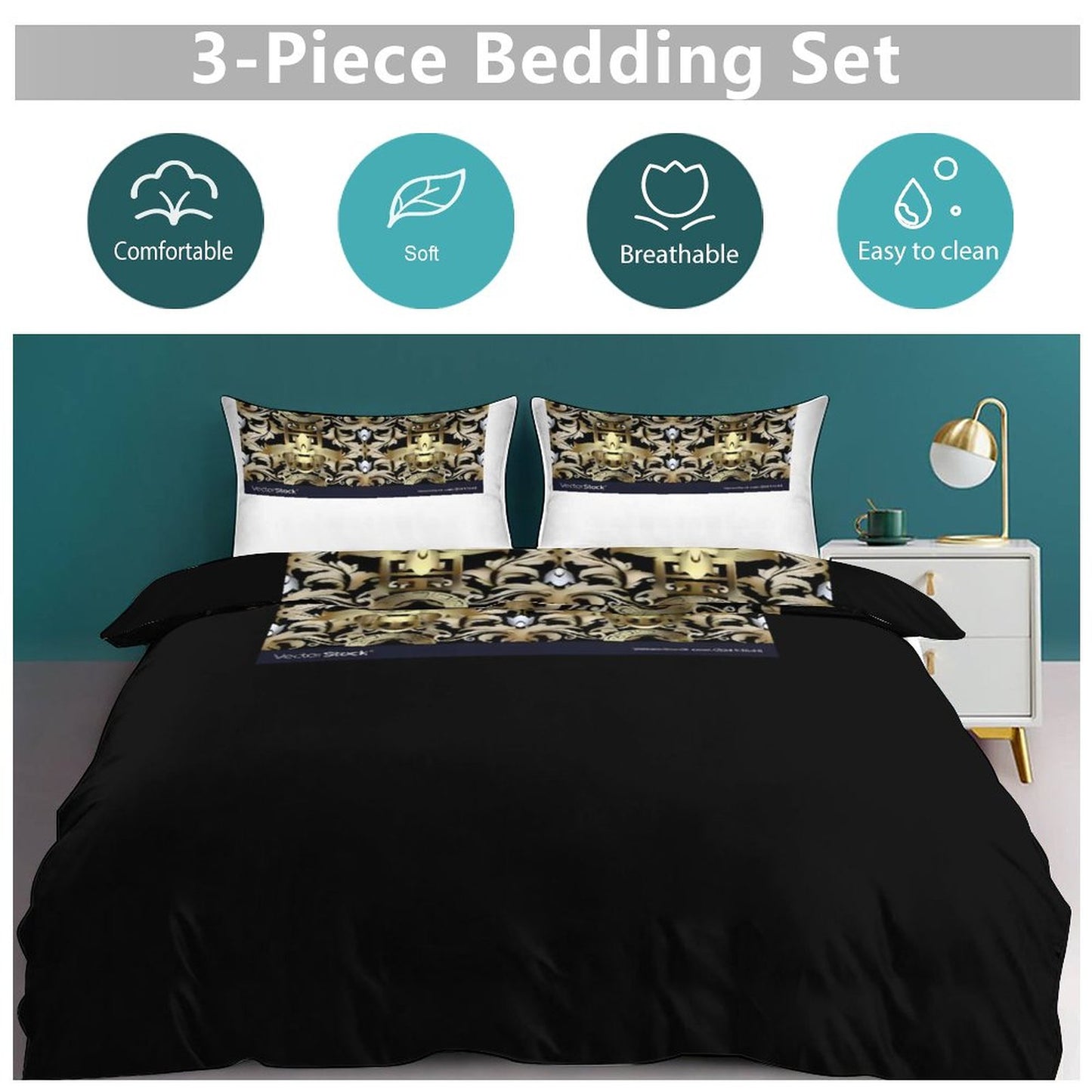 3-Piece Bedding Set-86"×70"/ 218×177cm (Dual-sidede Printing)