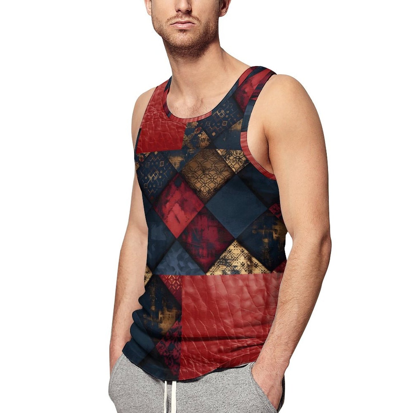 TRIANGLES & LEATHER Men's Tank Top-SMALL-5XL