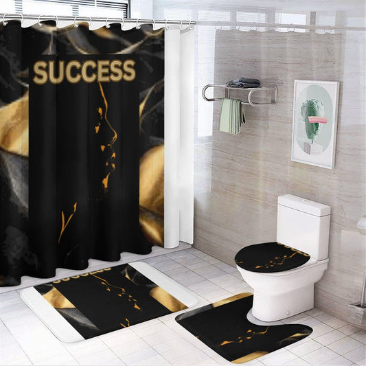 Shower Curtain Set with 3 Rugs