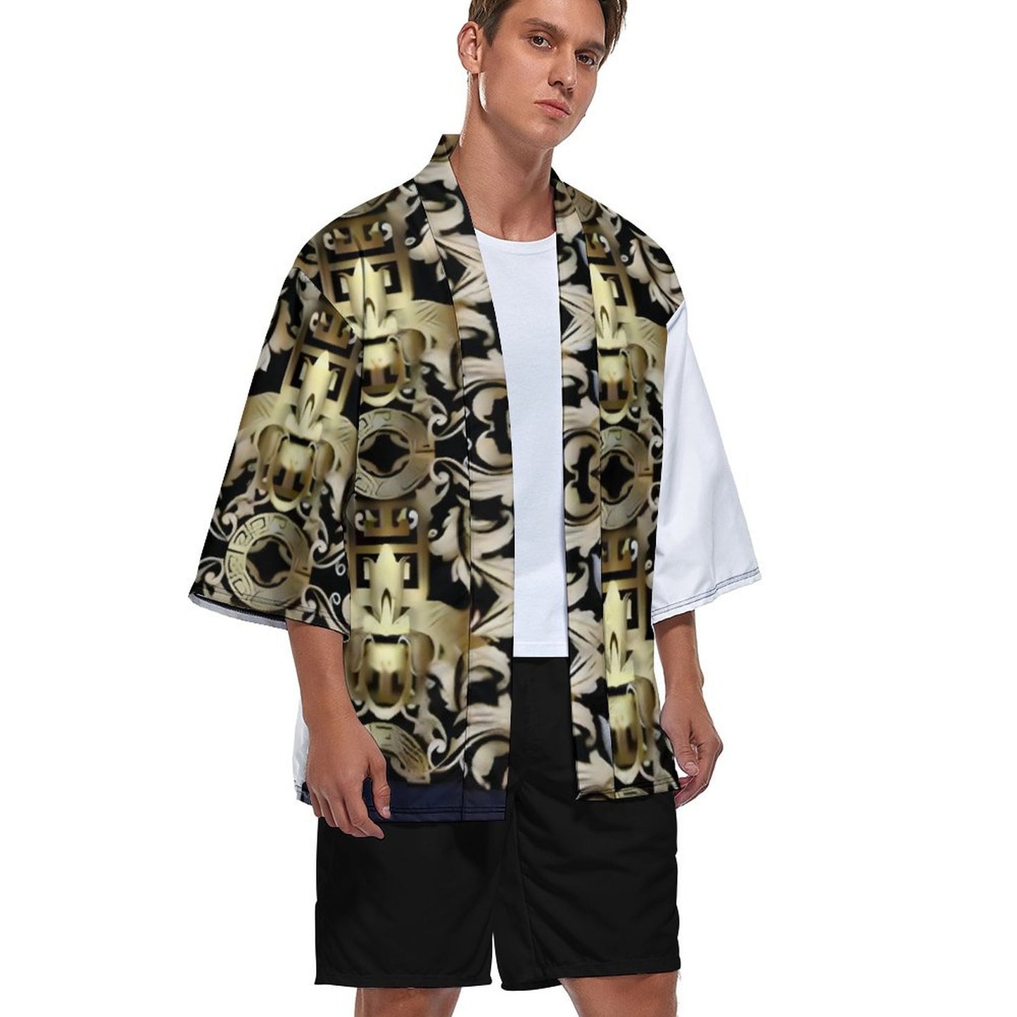 Drop Shoulder Male Kimono Cardigan ZS904 (All-Over Printing)
