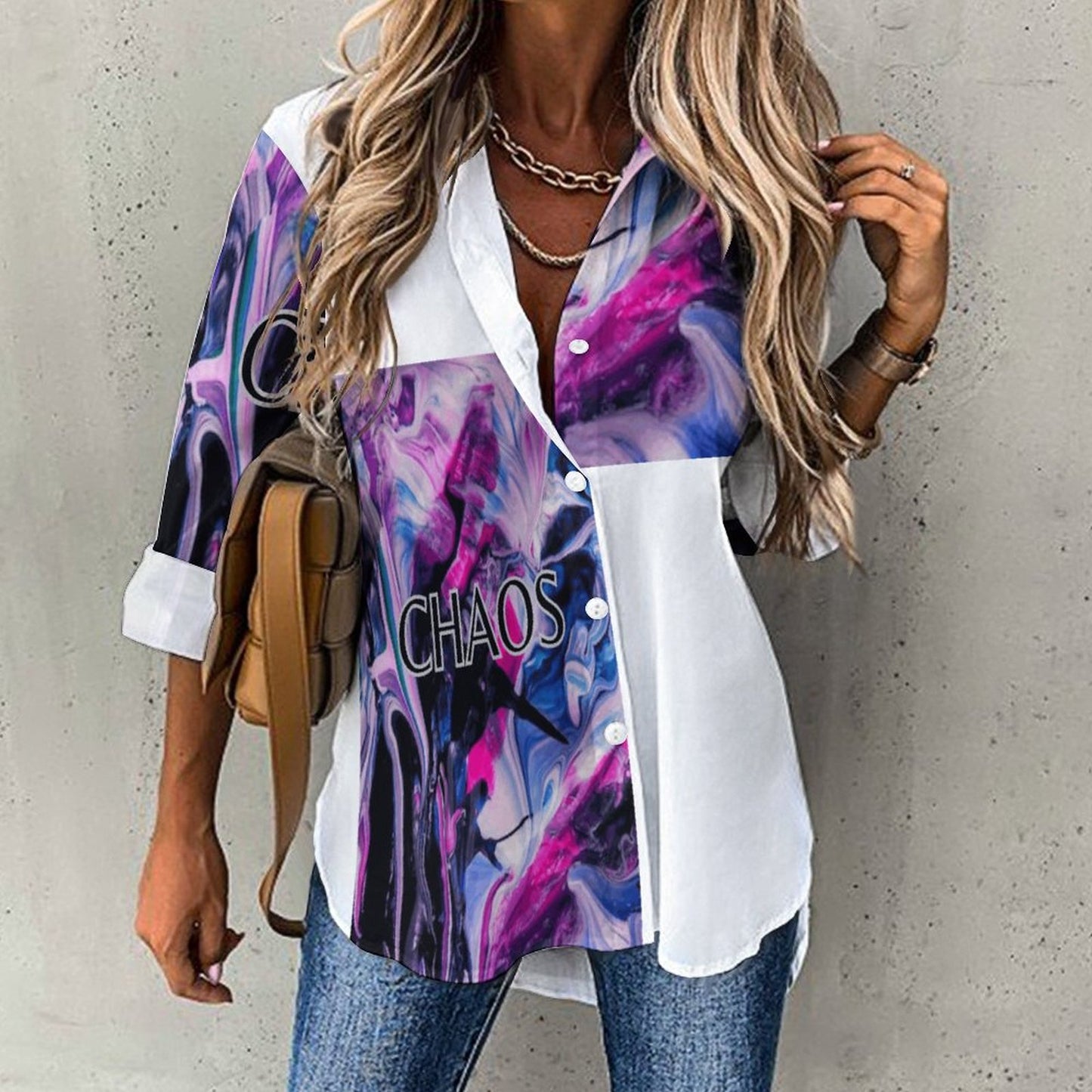 CHAOS Women's Irregular Hem Shirt-*SMALL-8XL