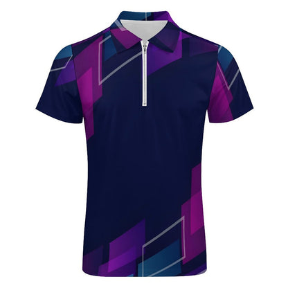 Men's Short Sleeve POLO Shirt with Zipper B470 (All-Over Printing)