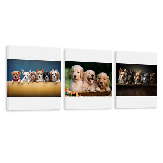 Vertical Multicolor Framed Wall Art-4:5 Aspect Ratio-PUPPIES