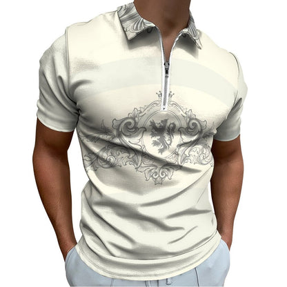 Men's Short Sleeve POLO Shirt with Zipper B470 (All-Over Printing)