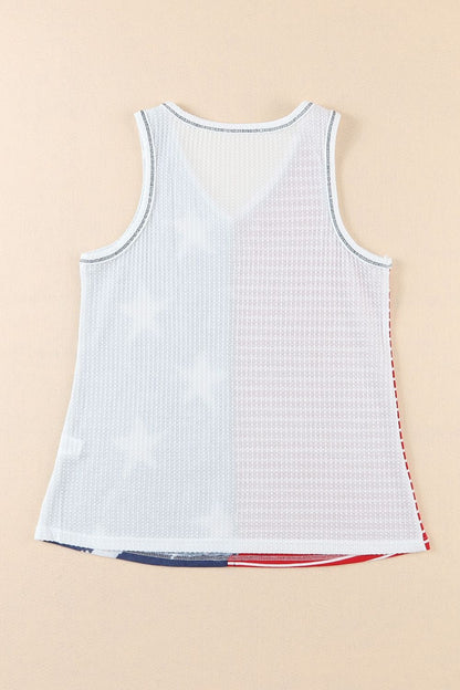 Star and Stripe V-Neck Tank-SMALL-XL