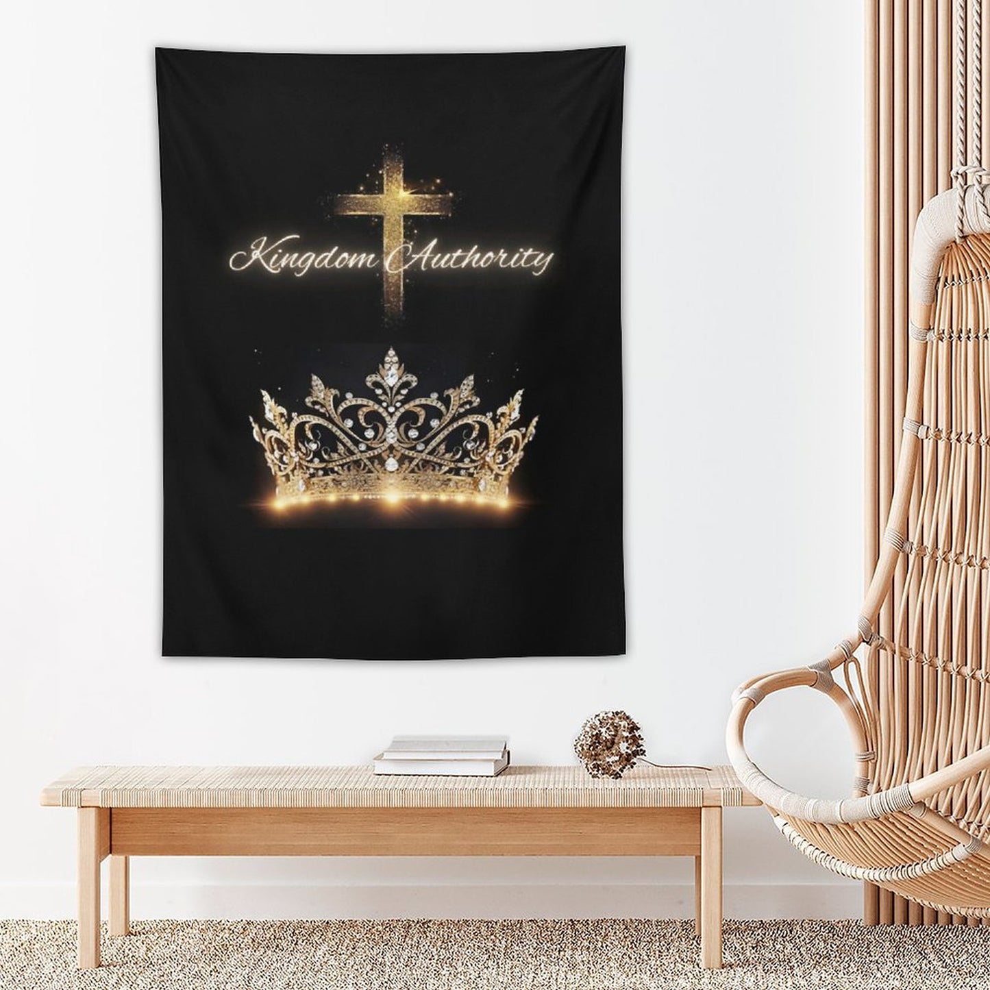 Wall Art with Vertical Tapestry