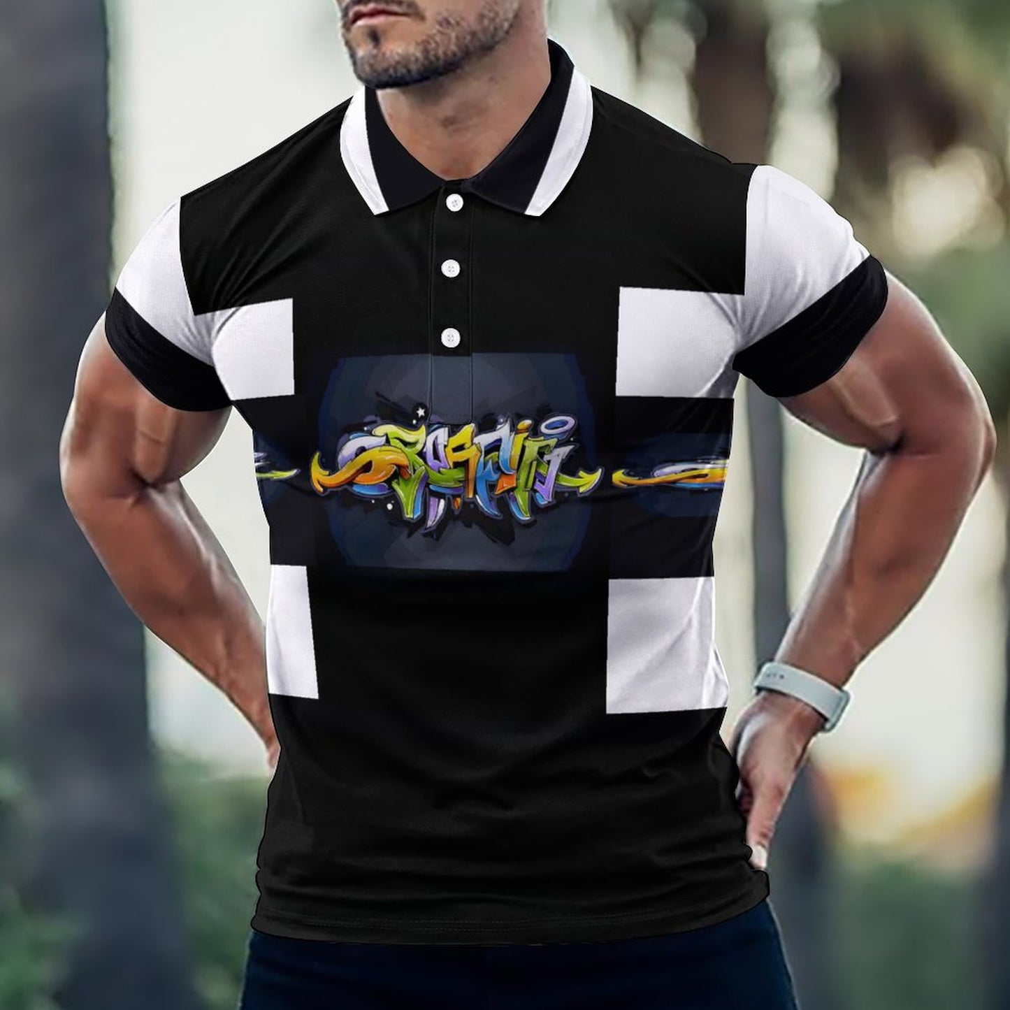COLORFUL GRAFFITI POLO Shirt-SMALL-5XL