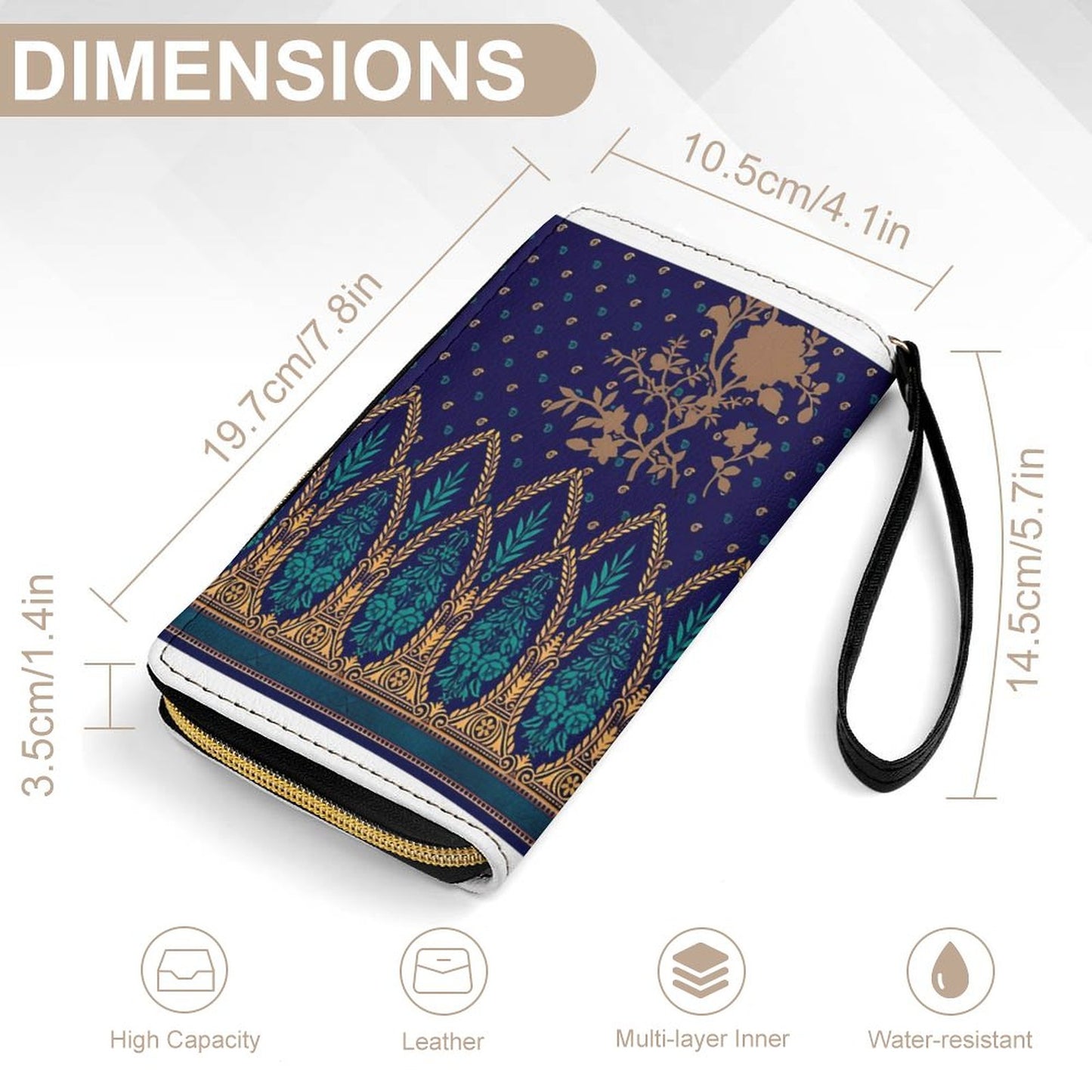 Leather Wallet with Wristlet Strap (2 Pictures on 2 Sides)