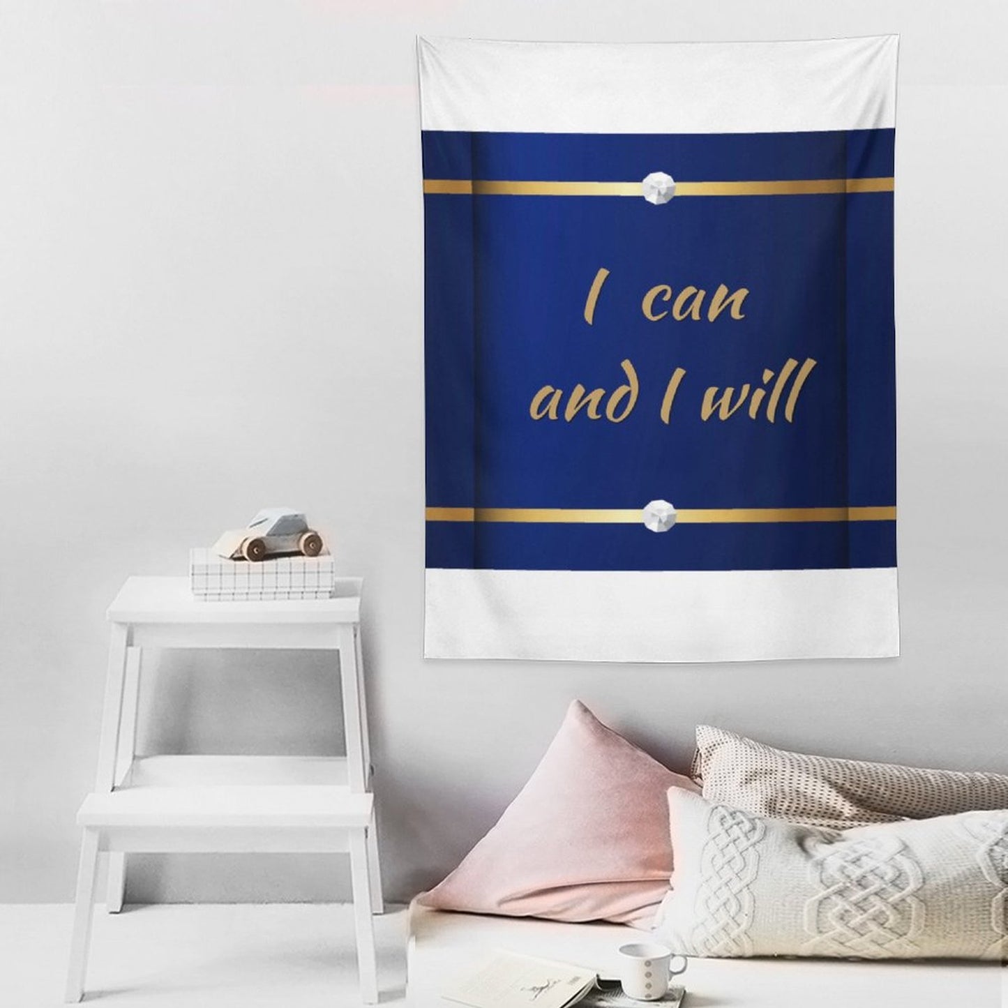 Wall Art with Vertical Tapestry