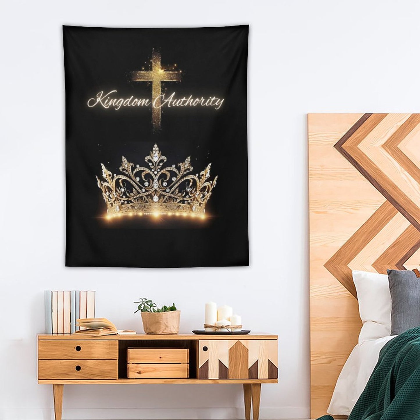 Wall Art with Vertical Tapestry