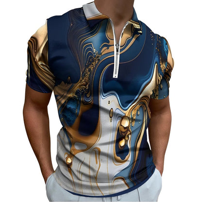 Men's Short Sleeve POLO Shirt with Zipper B470 (All-Over Printing)