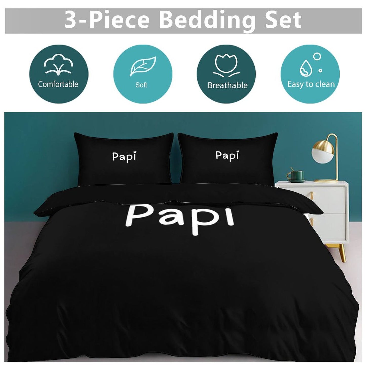 3-Piece Bedding Set-90"x90"/ 229x229cm (Dual-sided Printing)