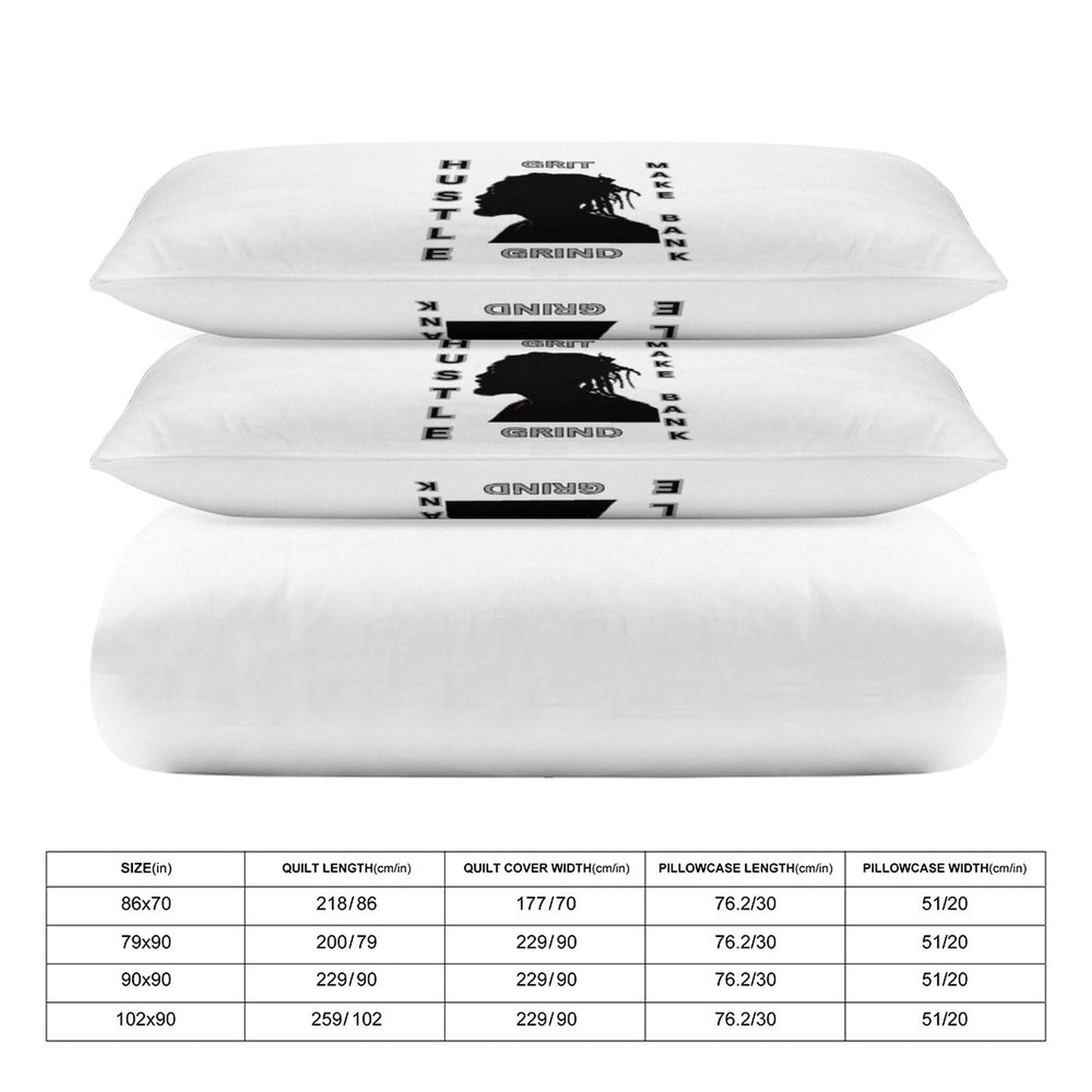 3-Piece Bedding Set-90"x90"/ 229x229cm (Dual-sided Printing)