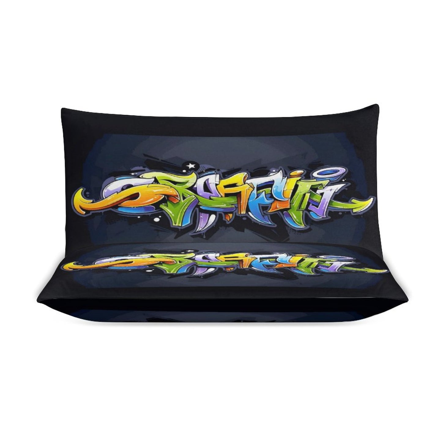 COLORFUL GRAFFITI 3-Piece Bedding Set-86"×70"/ 218×177cm-TWIN SIZE (Dual-sided Image)