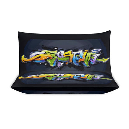COLORFUL GRAFFITI 3-Piece Bedding Set-86"×70"/ 218×177cm-TWIN SIZE (Dual-sided Image)