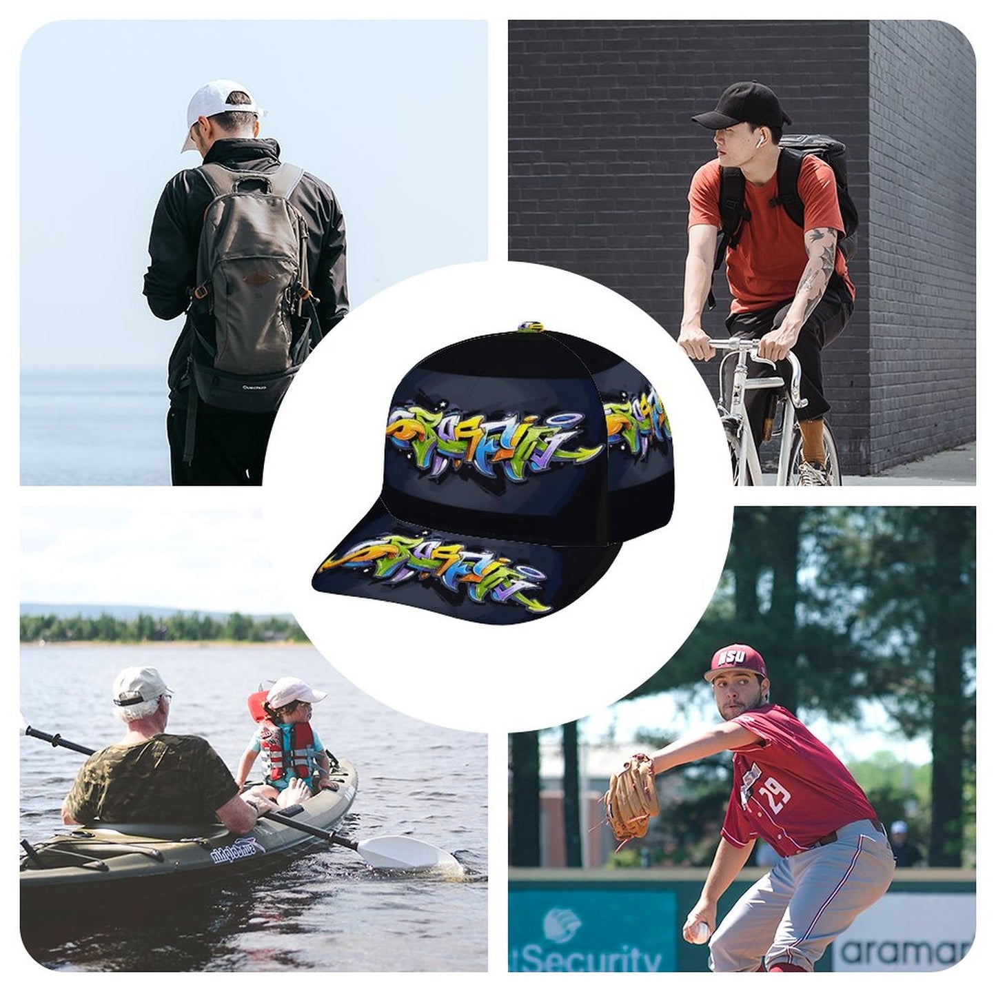 COLORFUL GRAFFITI Bent Fitted Cap