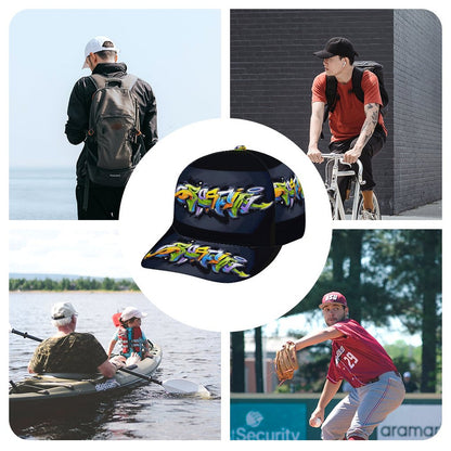 COLORFUL GRAFFITI Bent Fitted Cap