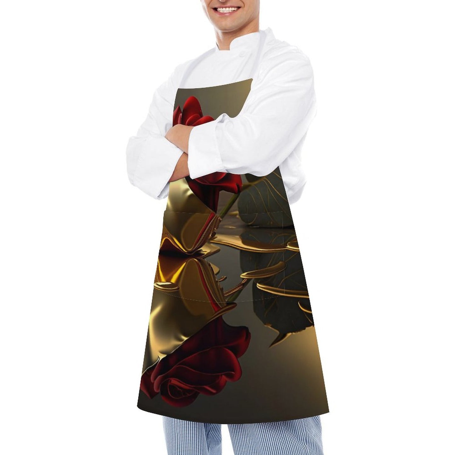 ROSE IN GOLD Adult Apron with Pocket