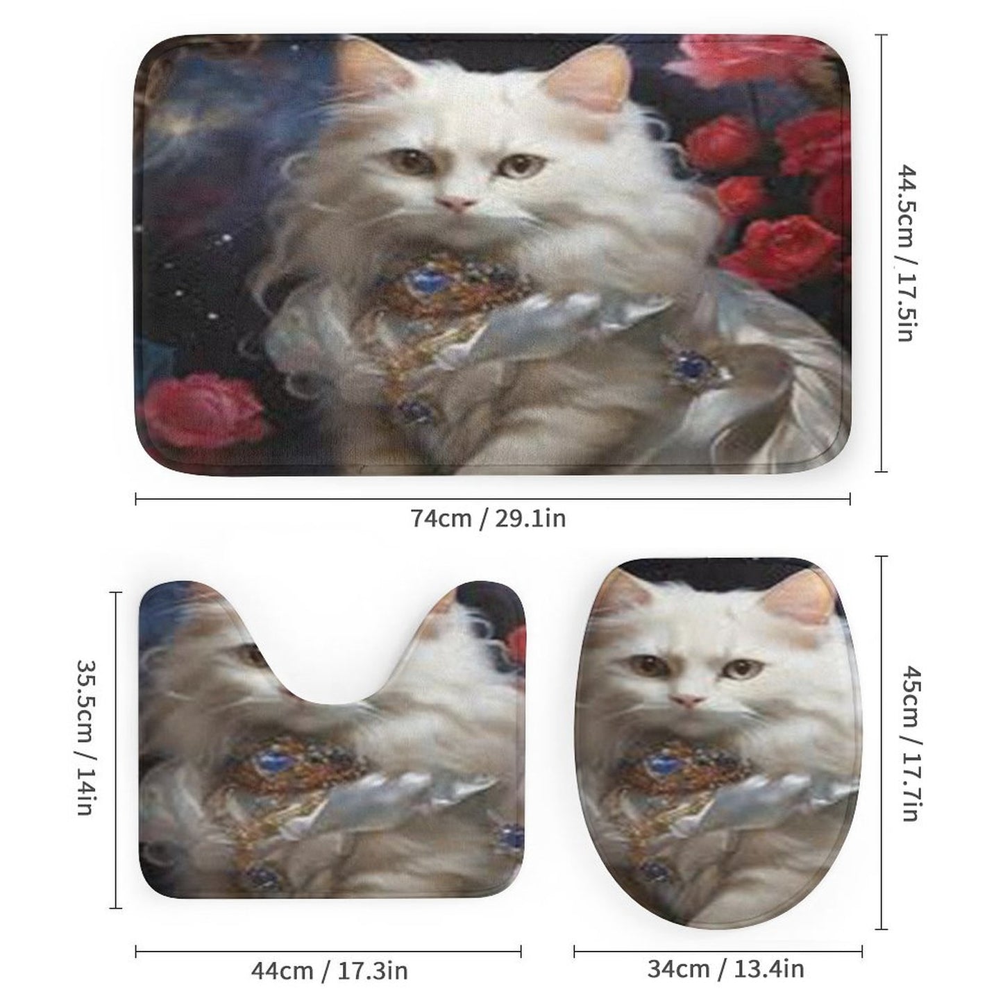 Shower Curtain Set with 3 Rugs
