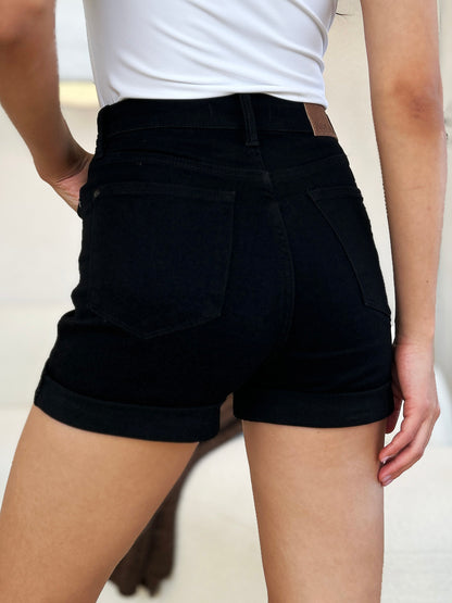 Judy Blue Full Size High Waist Tummy Control Cuffed Denim Shorts-SIZE 0-3XL