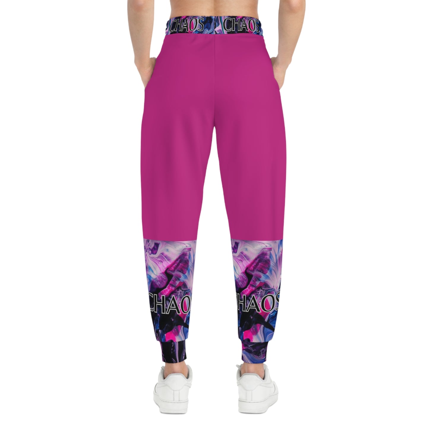 CHAOS on Pink Unisex Athletic Joggers-SMALL-3XL