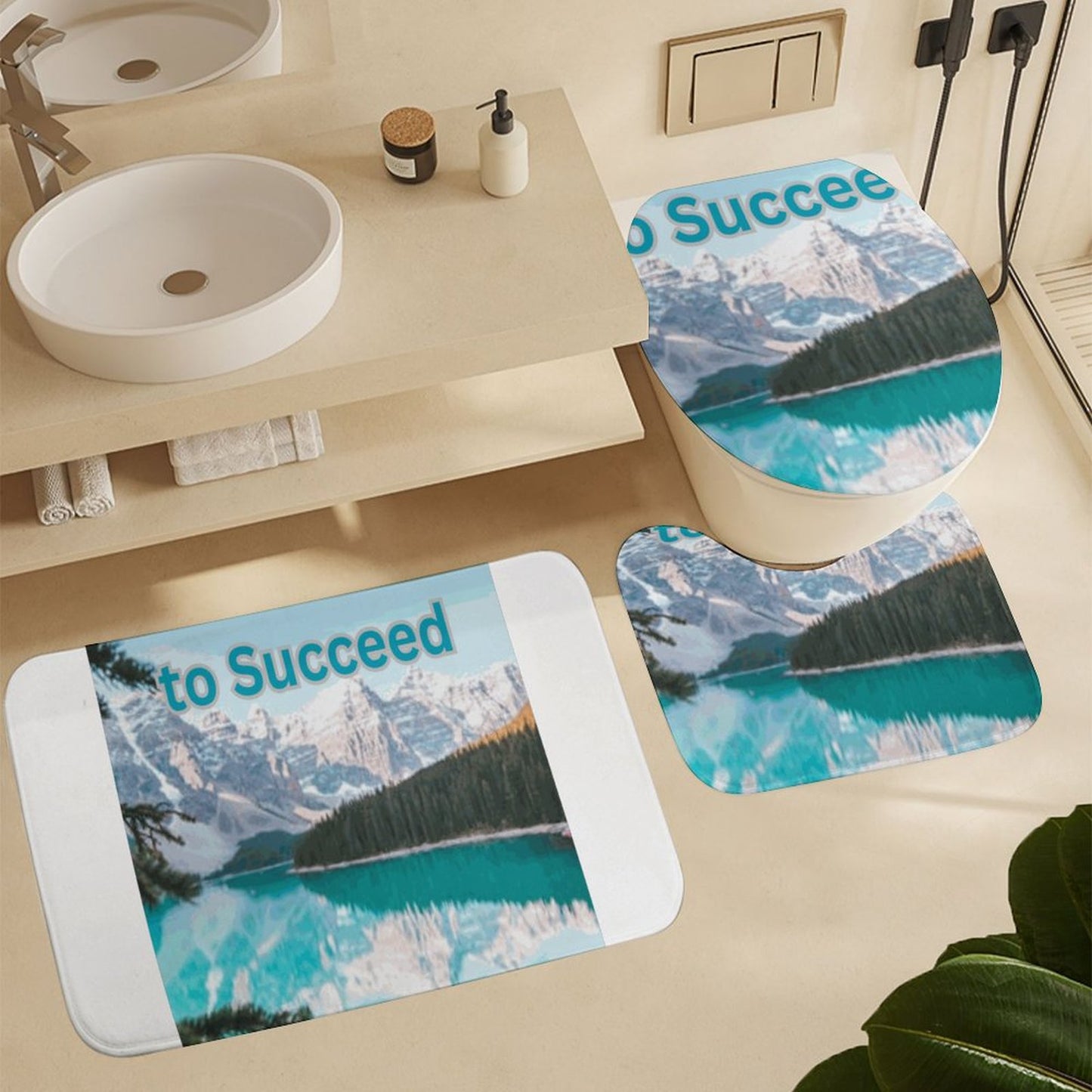 Coral Velvet Restroom Rug Set of 3-19.7"x31.5"/50x80cm