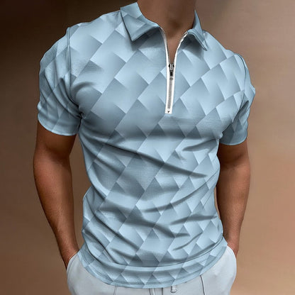 Men's Short Sleeve POLO Shirt with Zipper B470 (All-Over Printing)
