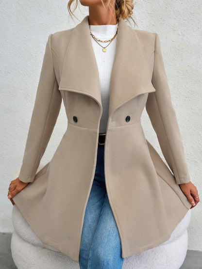 Collared Neck Button Up Long Sleeve Coat (red/black/tan/tan/mustard)-SMALL-XL