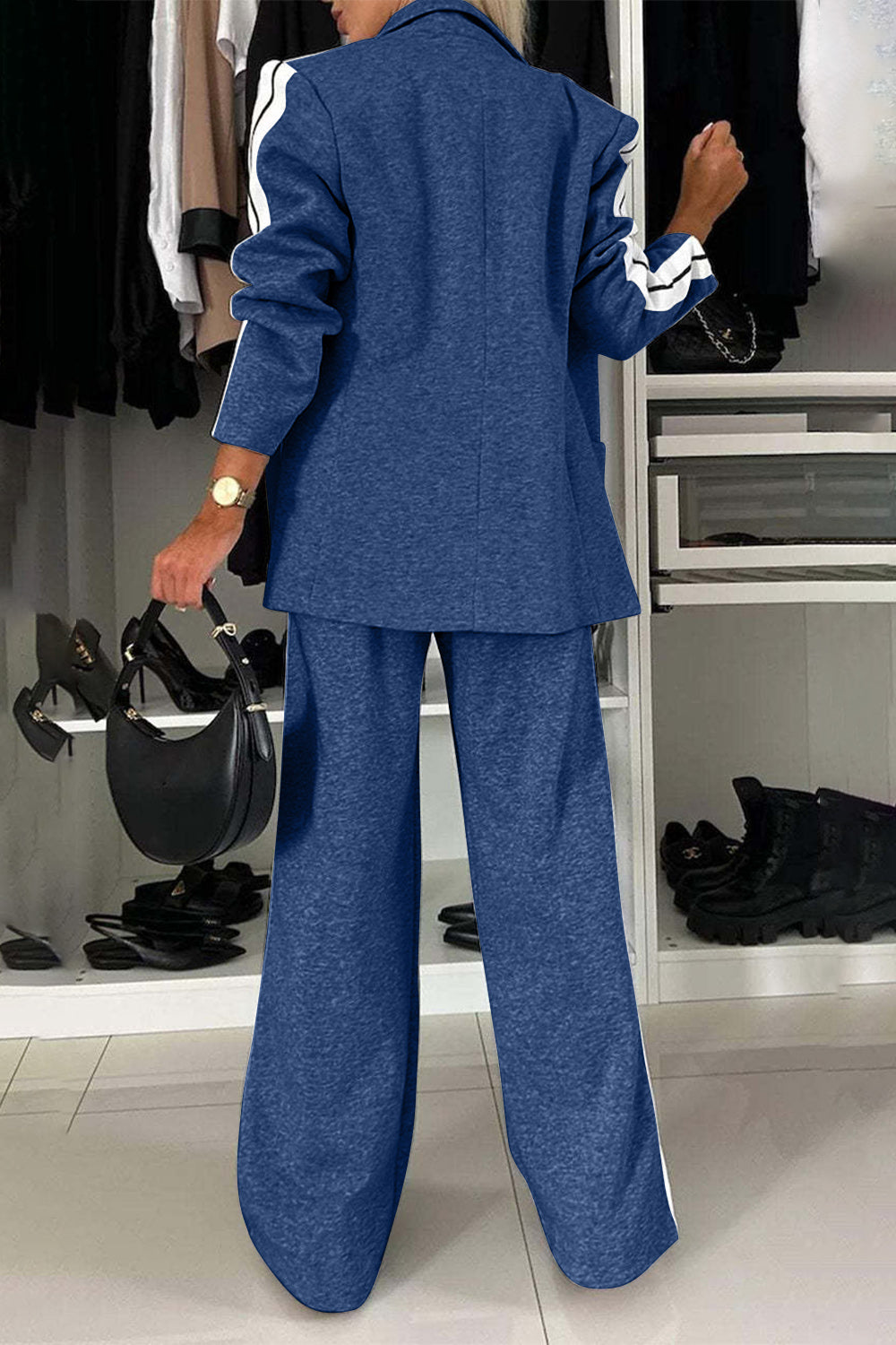 Pant Suit Set (light grey/royal blue/black/white/french blue/mauve/green)-SMALL-3XL
