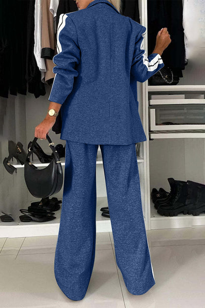 Pant Suit Set (light grey/royal blue/black/white/french blue/mauve/green)-SMALL-3XL