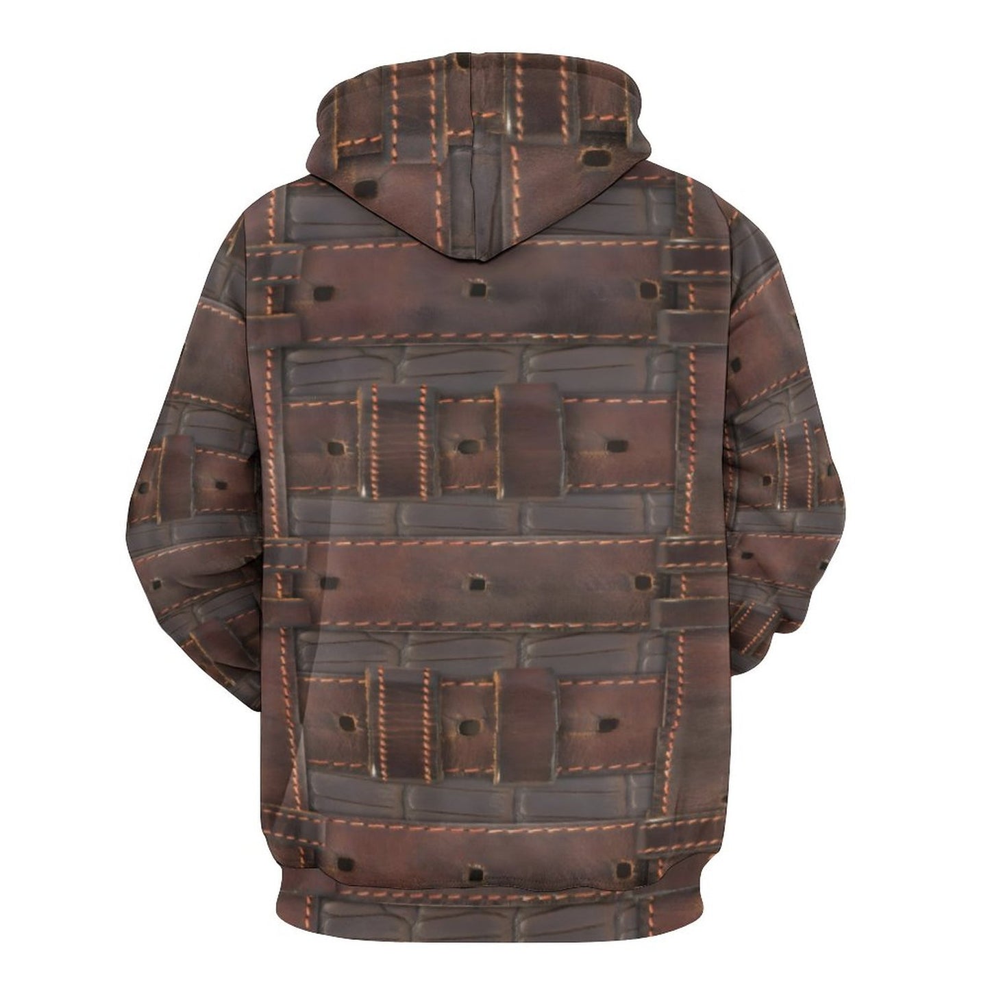 RUGGED LEATHER BUCKLE Print Men's Hoodie with Double-layer Cap-SMALL-6XL
