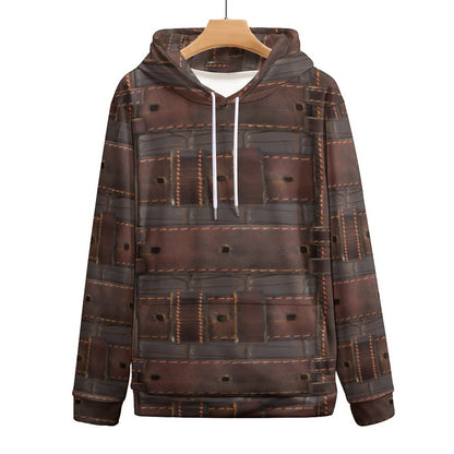 RUGGED LEATHER BUCKLE Print Men's Hoodie with Double-layer Cap-SMALL-6XL