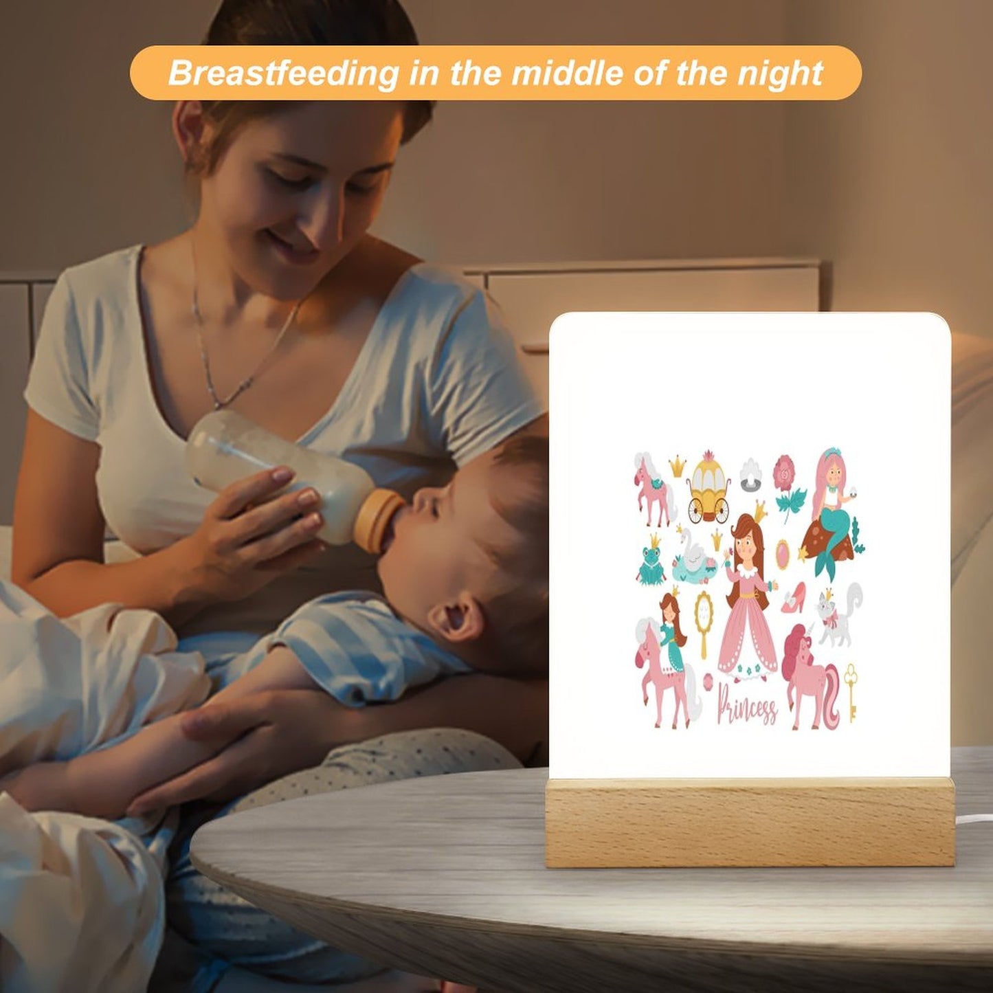 Acrylic Night Light with Wooden Base