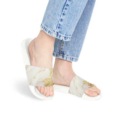 GOLD FOIL 3D Women's Slide Sandals (black or white soles)