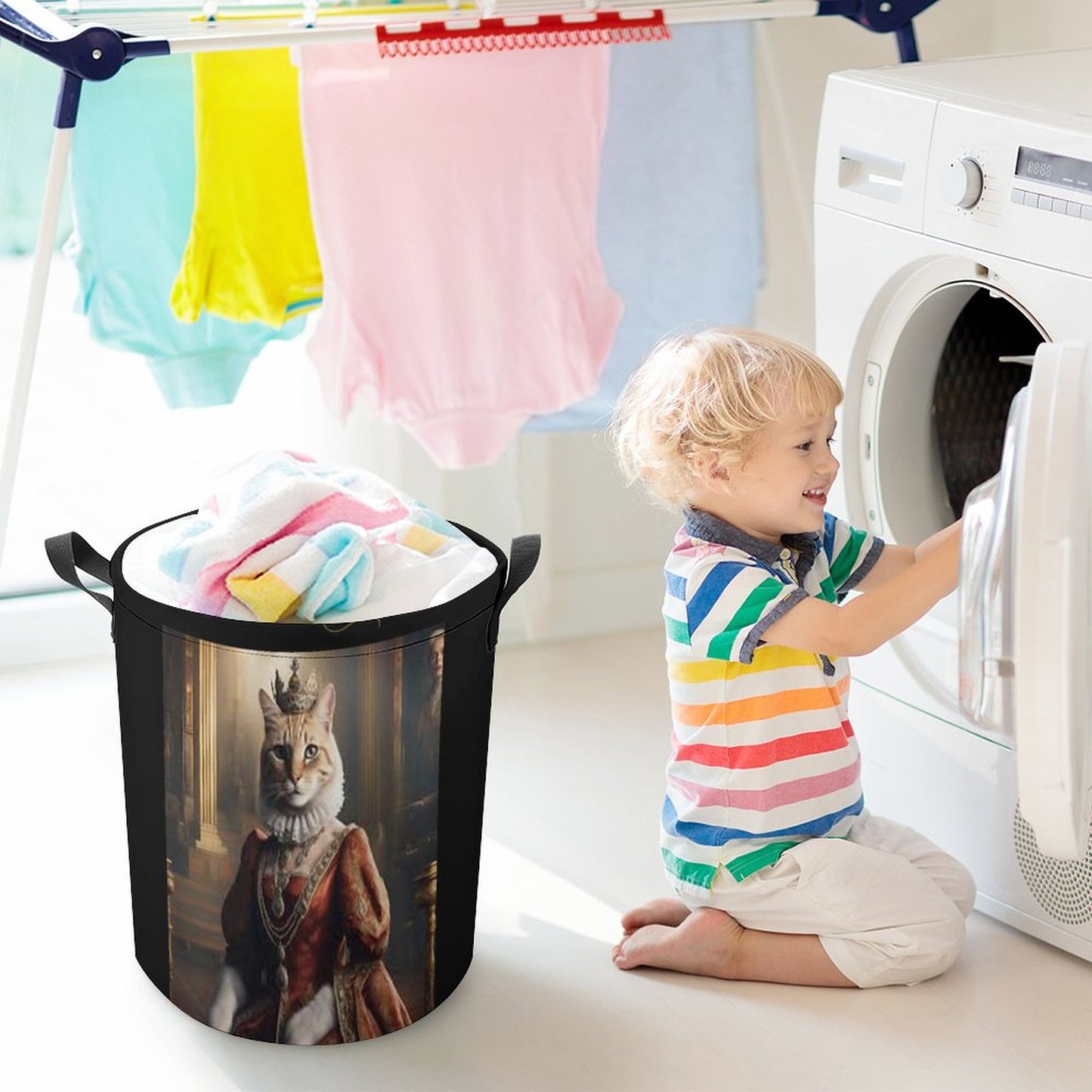 Drawstring collapsible Laundry Basket