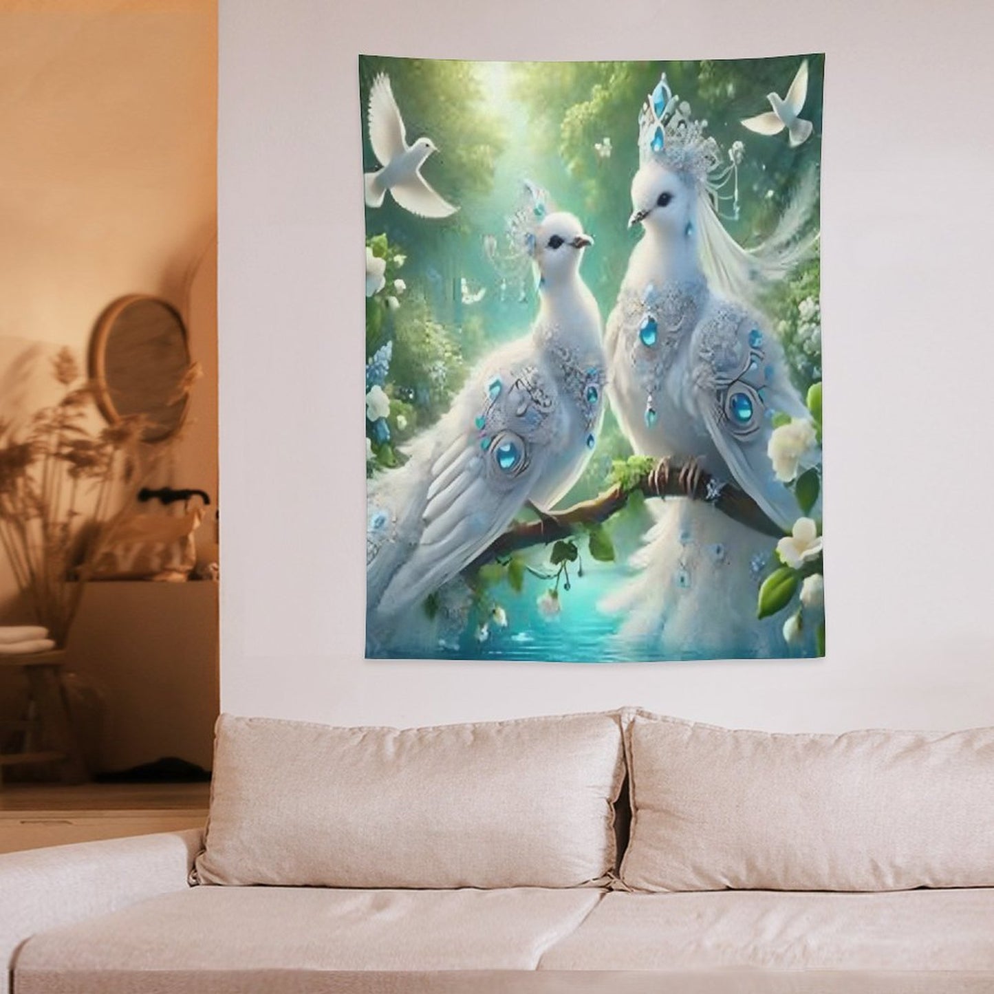 Wall Art with Vertical Tapestry