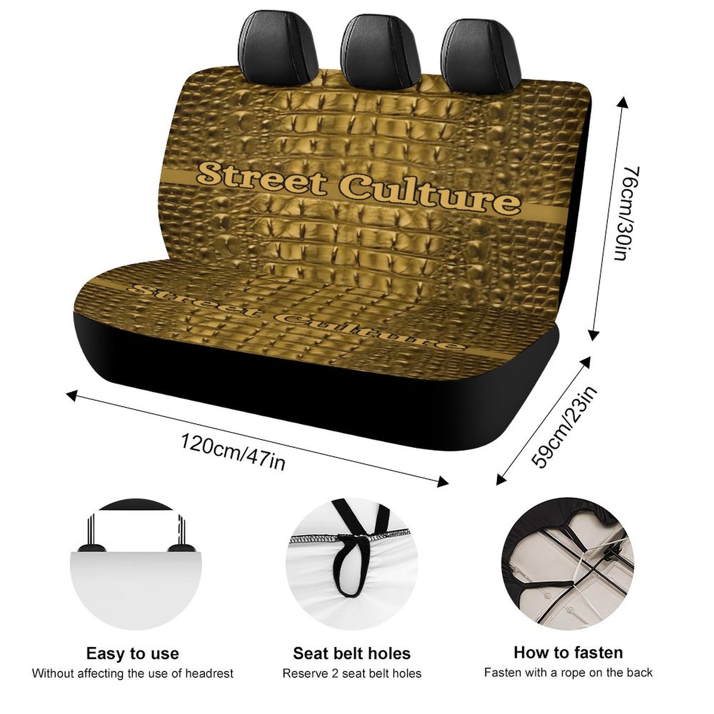 STREET CULTURE Alligator Back Seat Cover for Cars (high quality softness)