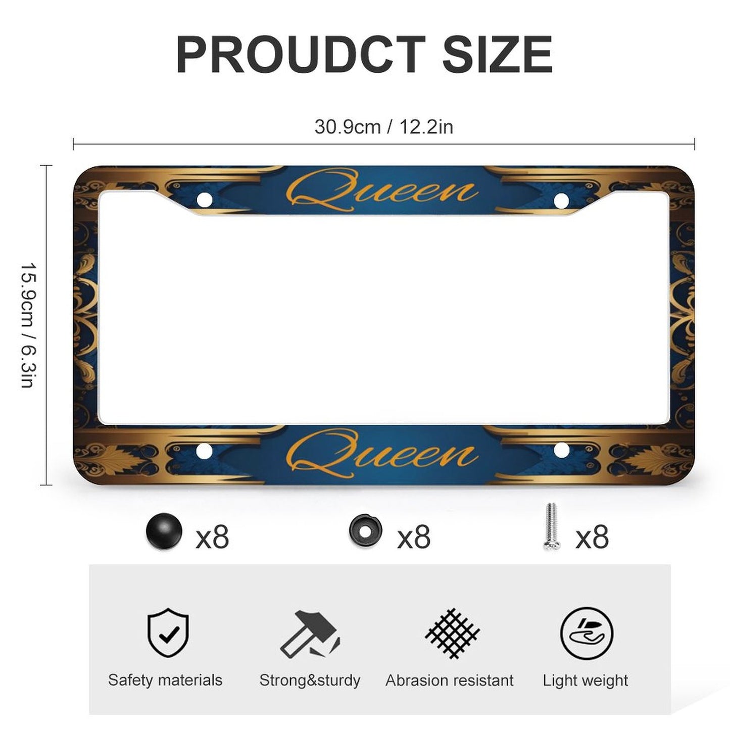 License Plate Frames with 4 Round Holes (1 Pair)