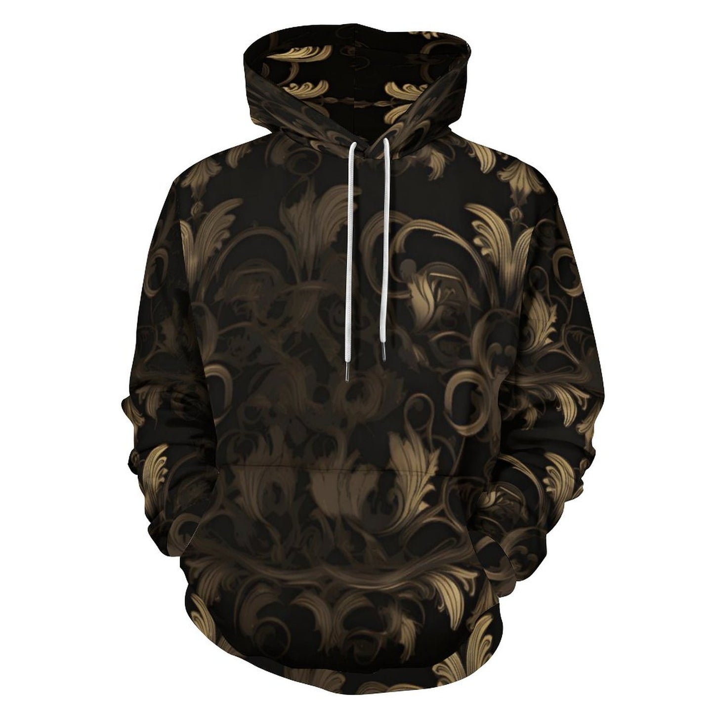BLACK & GOLD ACCENT Men's Hoodie with Double-layer Cap-SMALL-6XL