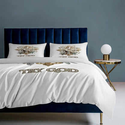 QUEEN 3-Piece Bedding Set-90"x90"/ 229x229cm (Dual-sided Printing)-TRY GOD