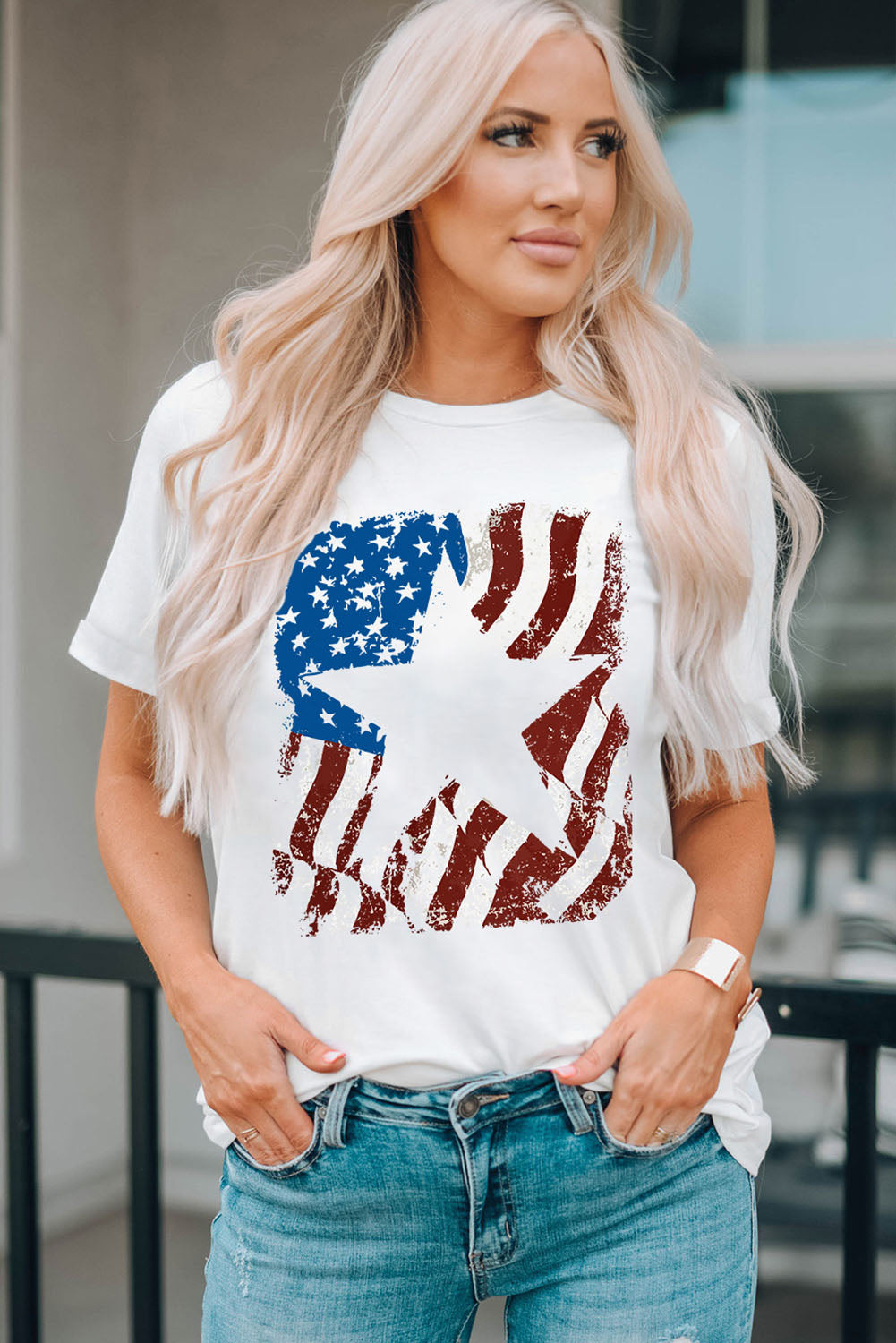 US Flag Graphic Round Neck Tee-SMALL-2XL