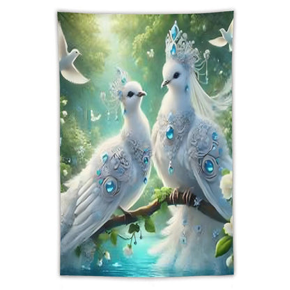 Wall Art with Vertical Tapestry