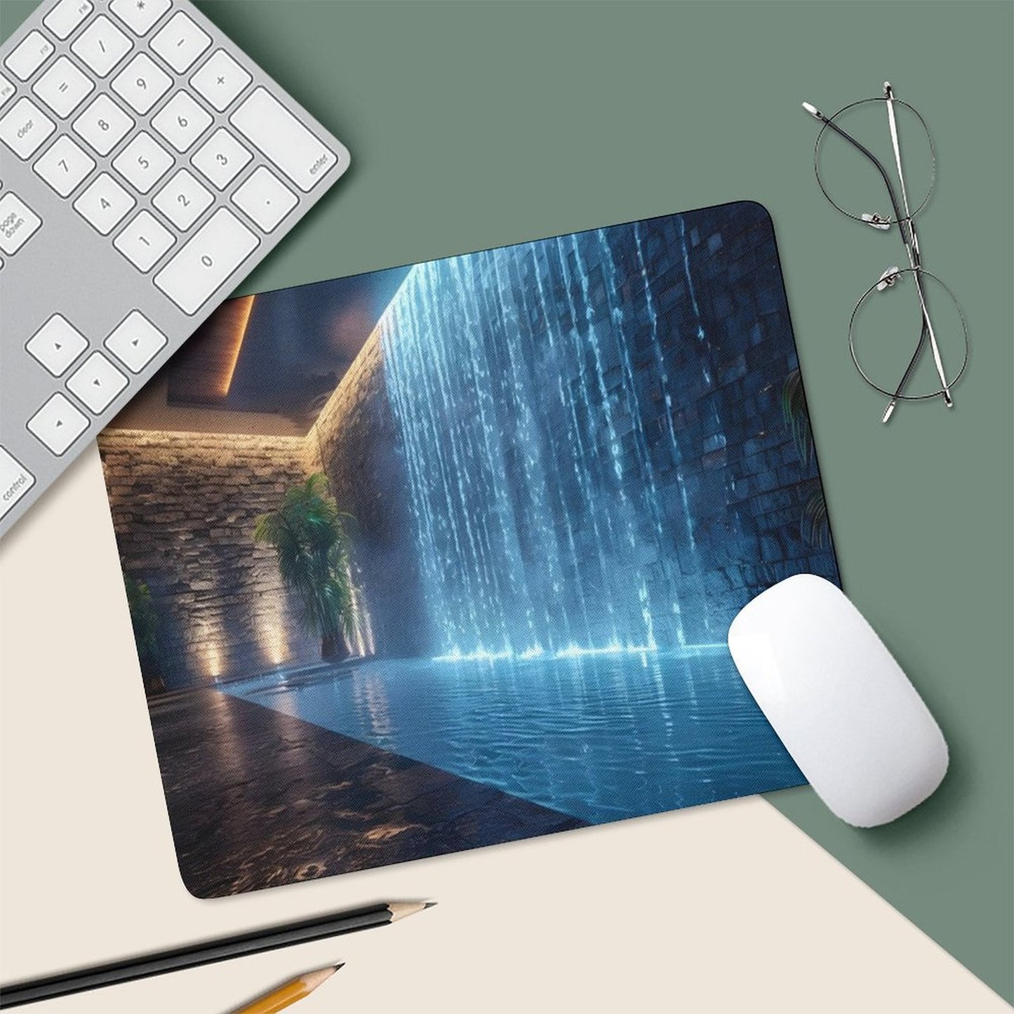 WALL WATERFALL Square Mouse Pad