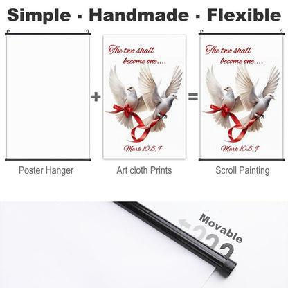 Canvas Hanging Poster with Scrolls-16"x24"/ 40x60cm-TWO SHALL BECOME ONE
