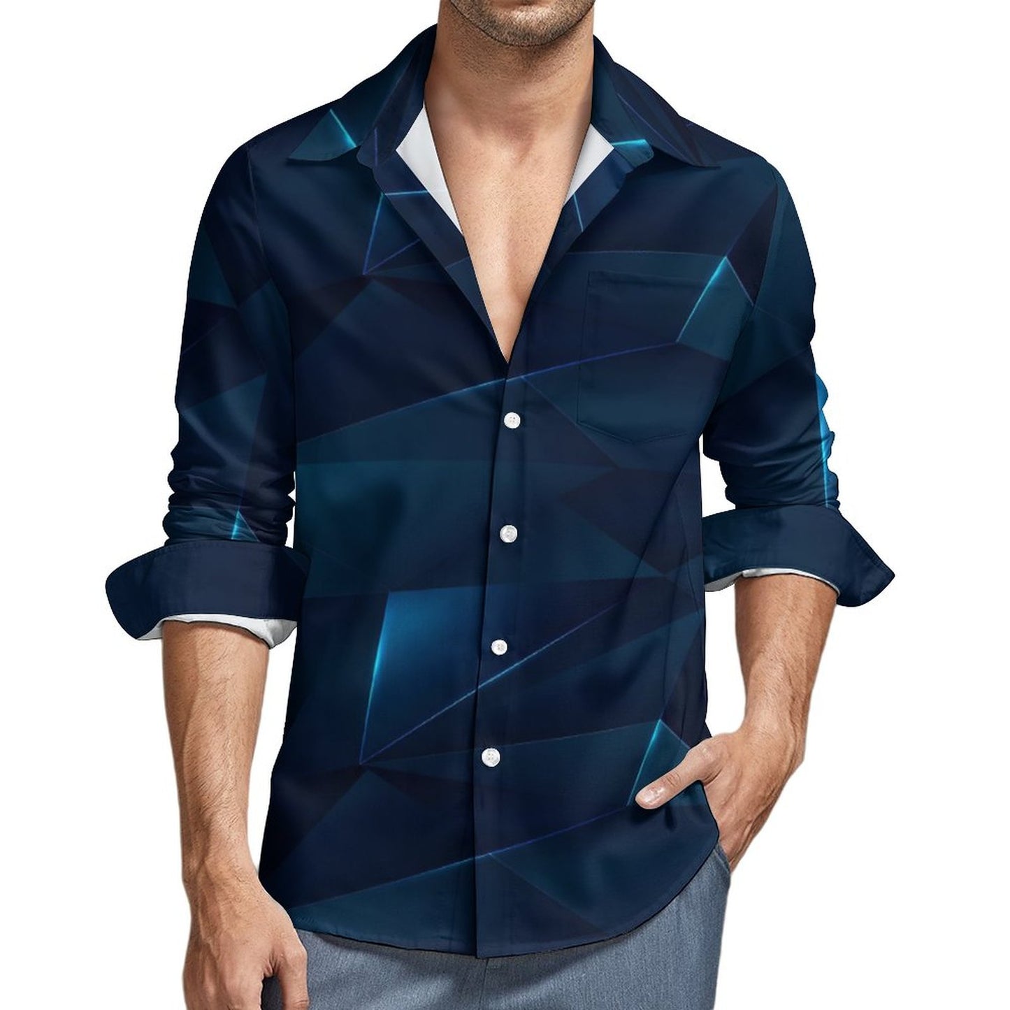 Men's Long Sleeve Shirt with Pocket LS (All-Over Printing)